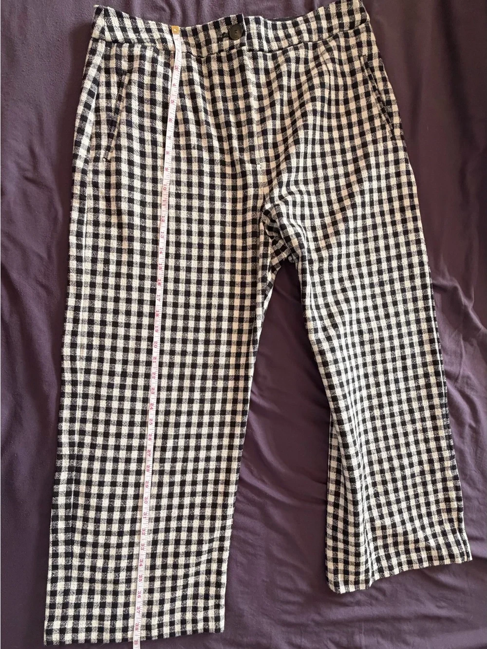 Sezane Black & Cream Gingham Martin Crop Trousers - W46